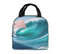 Langhbozdp Contenitore per il pranzo con stampa a onde celesti trasparenti per adulti per donne e uomini, riutilizzabile, isolata, borsa per il pranzo per lavoro
