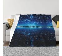 Langhbozdp Coperta in flanella elegante e confortevole con stampa di paesaggi notturni, morbida e leggera, per biancheria da letto, divano e viaggi