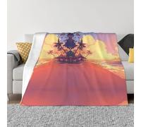 Langhbozdp Coperta in flanella elegante e confortevole con stampa di paesaggi sulla spiaggia, morbida e leggera, per biancheria da letto, divano e viaggi