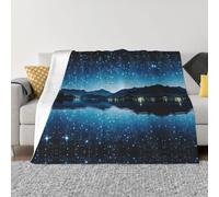 Langhbozdp Coperta in flanella morbida e leggera, con stampa di paesaggi stellati, elegante, confortevole, per biancheria da letto, divano e viaggi