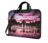 Langhbozdp Custodia per laptop con stampa a spruzzo musicale con tracolla, tasca, adatta a notebook da 13/14/15,6 pollici, nero, 14 inch