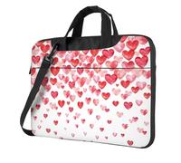 Langhbozdp Falling Red Hearts - Custodia per laptop con tracolla, tasca, adatta per laptop da 13/14/15,6 pollici, Nero, 14 inch