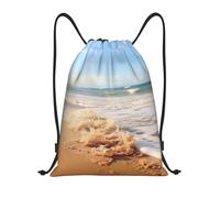 Langhbozdp Ocean Sea Wave Seashell stampa borse con coulisse borsa zaino borsa sport palestra sacca con coulisse borsa da yoga per uomo donna, Nero , M