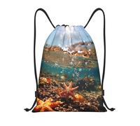 Langhbozdp Ocean Sea Wave Seashell stampa borse con coulisse borsa zaino borsa sport palestra sacca con coulisse borsa da yoga per uomo donna, Nero , M