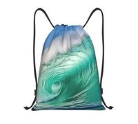 Langhbozdp Ocean Wave Stampa Coulisse Borse Zaino Sport Palestra Sacca Coulisse Borsa Yoga Bag per Uomo Donna, Nero , M