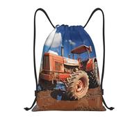 Langhbozdp Old Tractor Photo Farm stampa borse con coulisse borsa zaino borsa sport palestra sacca con coulisse borsa da yoga per uomo donna, Nero , M