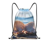 Langhbozdp Seashells by the seashore stampa coulisse borse zaino borsa sport palestra sacca coulisse borsa yoga per uomo donna, Nero , S