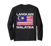 Langkawi Bandiera Malesia Distressed Orgoglio Malese Maglia a Manica