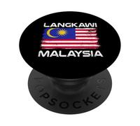 Langkawi Bandiera Malesia Distressed Orgoglio Malese PopSockets PopGrip Adesivo