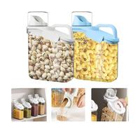 LANGMINGDE 2 contenitori per cereali, 2 l, ermetici, grandi, per alimenti secchi, con beccuccio dosatore, per snack, cereali, riso, senza BPA, in plastica