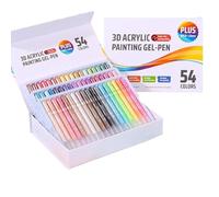 Langou 3D Acrylic Painting Gel Pens,36/54 Colors Paint Markers, Glitter Gel Pen for Adult Coloring, Doodle, Drawing, DIY Projects, Crafts Art Supplie (54PCS)
