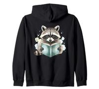 Langsome Raccoon Lettura Libro Cute Animal Art Felpa con Cappuccio