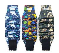 Langsprit Elastici per pancia per cani (confezione da 3), ad alto assorbimento, lavabili, riutilizzabili, per cani di piccola taglia (bradipo, balena, dinosauro, M)