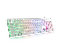 LANGTU L1 Membrana Gaming Keyboard Rainbow LED Retroilluminata USB PC e Laptop Gamers Windows 104 Tasti Anti-ghosting 24 Tasti Bianco Infradito colorati estivi, con finte perline 43.7 * 13.33 * 3.5cm