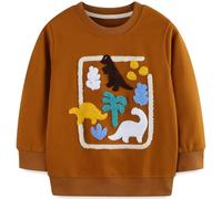 Langubaby Ragazzo Felpa Senza Cappuccio Natale Dinosauro Cotone Manica Lunga Casual Pullover per Bambini 5-6 Anni