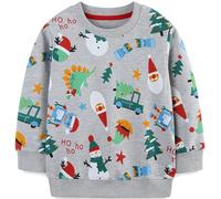 Langubaby Ragazzo Felpa Senza Cappuccio Natale Dinosauro Cotone Manica Lunga Casual Pullover per Bambini 2-3 Anni