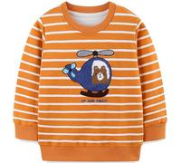 Langubaby Ragazzo Felpa Senza Cappuccio Natale Dinosauro Cotone Manica Lunga Casual Pullover per Bambini 1-2 Anni