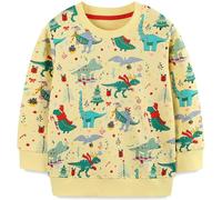 Langubaby Ragazzo Felpa Senza Cappuccio Natale Dinosauro Cotone Manica Lunga Casual Pullover per Bambini 5-6 Anni