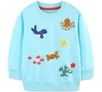 Langubaby Ragazzo Felpa Senza Cappuccio Natale Dinosauro Cotone Manica Lunga Casual Pullover per Bambini 6-7 Anni