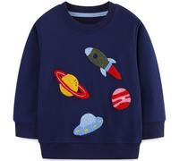 Langubaby Ragazzo Felpa Senza Cappuccio Natale Dinosauro Cotone Manica Lunga Casual Pullover per Bambini 1-2 Anni