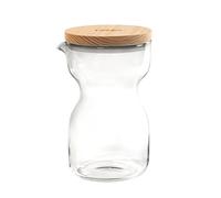 LANGWATER Caraffa in Vetro 1L - Elegante Caraffa Acqua con Coperchio in Legno Rimovibile - Caraffa Versatile per Bevande Calde/Fredde - Lavabile in Lavastoviglie, Compatibile con Macchina The Well