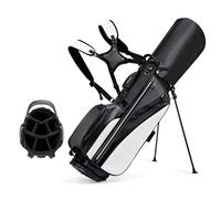 LANGWEI Bianca,Borsa da Golf con Supporto per Uomo, Sacca da Golf Leggera in Microfibra A 7 Scomparti con Doppia Tracolla Imbottita E Copertura Antipioggia per Il Campo Pratica