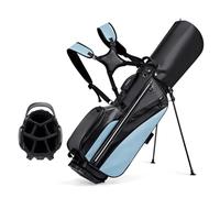 LANGWEI Blu,Borsa da Golf con Supporto per Uomo, Sacca da Golf Leggera in Microfibra A 7 Scomparti con Doppia Tracolla Imbottita E Copertura Antipioggia per Il Campo Pratica