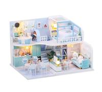 LANGWEI Casa delle Bambole in Legno, Kit Fai da Te per Casa delle Bambole in Legno Fatta A Mano con Mobili E LED, Modello Puzzle per Regali di Compleanno/Natale