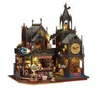 LANGWEI Casa delle Bambole in Legno, Kit Fai da Te per Casa in Miniatura, Castello Magico con Copertura Antipolvere E LED, Giocattoli per Costruire Case delle Bambole, Regali di Compleanno/Natale