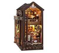 LANGWEI Kit di Inserti per Mensole Ad Angolo Fai da Te, Libreria Magica da Caffetteria, Kit di Modelli in Miniatura in Legno, Fermalibri Fatti A Mano per Regalo di Compleanno per Amici