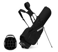 LANGWEI Nero,Borsa da Golf con Supporto per Uomo/Donna, con Divisorio A 14 Scomparti, Leggera E Impermeabile, con Doppia Tracolla Imbottita E Copertura Antipioggia per Il Campo Pratica