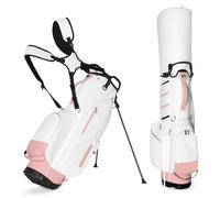 LANGWEI Rosa,Borsa da Golf con Supporto, Borsa da Golf Leggera in Pelle Microfibra Migliorata con Supporto, Borsa da Golf A 7 Scomparti con Doppia Tracolla Imbottita per Il Campo Pratica