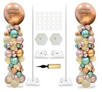 LANGXUN 2m Regolabile in altezza Riutilizzabile in metallo Retrattile Balloon Stand Set Decorazione per Feste di Compleanno, Anniversari, ecc