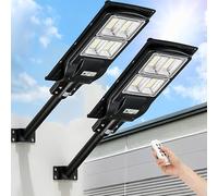 LANGY 2 Confezione Lampione Solare da Strada 30000 Lumen, 240 Lampade LED con Controllo della Luce e Sensore di Movimento PIR, Luce di Sicurezza a LED Da Crepuscolo all'Alba per Piazza, Cortile