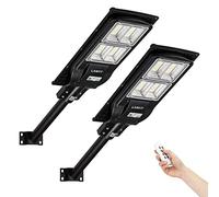LANGY 2 Confezione Lampione Solare da Strada 30000 Lumen, 240 Lampade LED con Controllo della Luce e Sensore di Movimento PIR, Luce di Sicurezza a LED Da Crepuscolo all'Alba per Piazza, Cortile