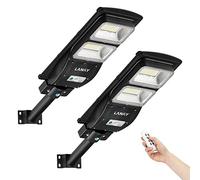LANGY 2 Confezioni Luce Solare per Strade 6000 Lumen, Controllo della Luce e Sensore di Movimento PIR, Luce Solare per Strade a LED di Sicurezza Dall'Alba al Tramonto per Piazza, Cortile, Giardino