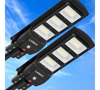LANGY 2 Pack Luci da Strada Solari a LED da Esterno 9000 Lumen, 180 PCS LED, Luci da Strada Solari con Crepuscolare per Fienile, Cortile, Giardino, Campo da Basket