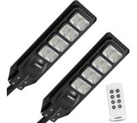 LANGY 2PACK Lampada da esterno per lampada solare da 20000 lumen con telecomando, sensore di movimento crepuscolare all'alba, lampada da esterno alimentata a energia solare IP65 impermeabile