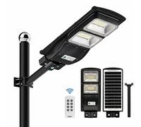 LANGY Lampione Stradale Solare Aggiornato 6000 Lumen, Batteria da 10000 mAh, 120 LED, Luce da Strada Alimentata a Energia Solare con Telecomando, Illuminazione da Esterno da Crepuscolo all'Alba