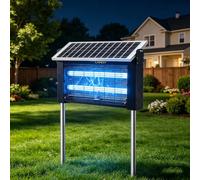 LANGY - Zapper per insetti a energia solare da 20 W, 4500 V, per esterni e interni, con batteria UV 365 nm, batteria 10 Ah, cavo da 5 m e spazzola, trappola senza fili per zanzare per cucina, cortile