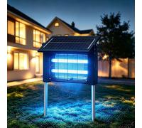 LANGY Zapper solare da 10 W per esterni, 4500 V Zapper per zanzare per esterni, impermeabile, con batteria UV 365 nm, 5 Ah, cavo e spazzola da 5 m, ricaricabile senza fili, trappola per zanzare