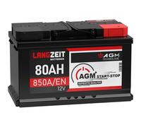 LANGZEIT Batteria Auto 80Ah 12V 850A/EN AGM Start e Stop Batteria VRLA