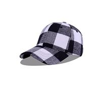 LANGZHEN Plaid Print Regolabile Baseball cap Morbido Cotone Blend Checked Print Cappello Esterno cap per Uomini Donne (Grande Griglia Nero + Bianco)