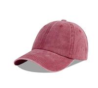 LANGZHEN Unisex Baseball cap 100% Cotone Adatto Uomini Donne Lavato Denim Regolabile Dad Hat (Borgogna, Large)