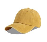 LANGZHEN Unisex Baseball cap 100% Cotone Adatto Uomini Donne Lavato Denim Regolabile Dad Hat (Giallo, Grande)