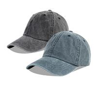 LANGZHEN Unisex Plain Washed Cotone e Denim Baseball cap Regolabile Dad Hat con Grigio con Taglia Unica