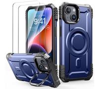 Lanhiem Caso per iPhone 13 / iPhone 14, Magsafe con Supporto Protezione Completa del Corpo a 360°con 2 Vetro Temperato, Militare 14FT Antiurto Resistente, Custodia per iPhone 14 / iPhone 13, Blu