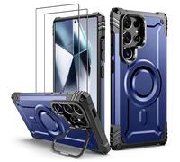 Lanhiem Caso per Samsung S24 Ultra 5G Magsafe con Supporto Protezione Completa del Corpo a 360°con 2 Vetro Temperato, Militare 14FT Antiurto Resistente, Custodia per Samsung Galaxy S24 Ultra, Blu