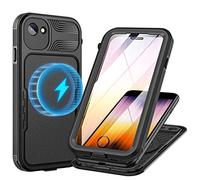Lanhiem Cover Compatibile con iPhone SE (2022/2020) 8/7 [IP68 Impermeabile e Compatibile con MagSafe] Protezione a 360 Gradi Custodia Subacquea Robusta Antiurto,Protezione dello Schermo,Nero