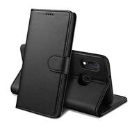 Lanhiem Cover compatibile con Samsung Galaxy A20e in pelle, protezione custodia in PU[scomparti per carte] [chiusura magnetica] Premium Flip Case multifunzione a portafoglio, colore: Nero